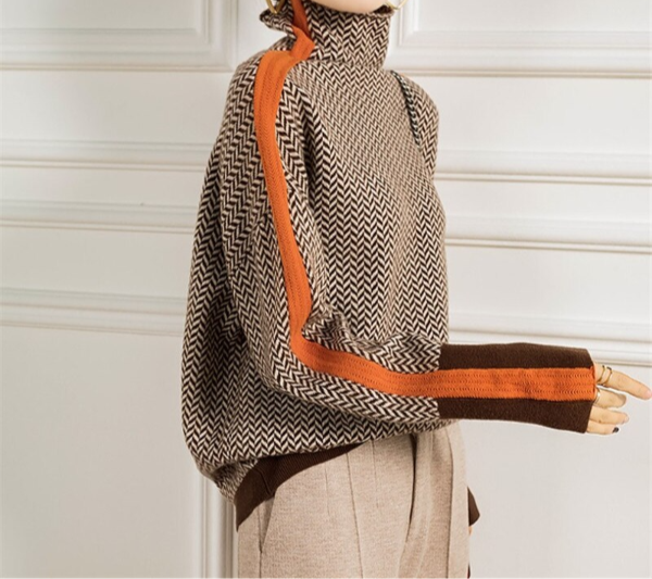Eleanor | Col Roulé Luxe à Chevrons