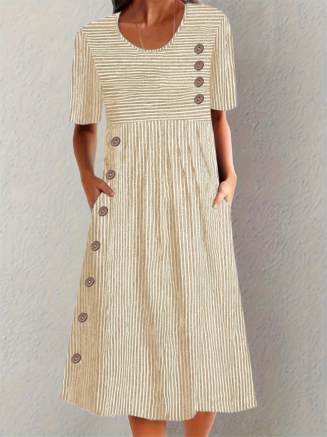Mevara - Striped Woven Summer Dress
