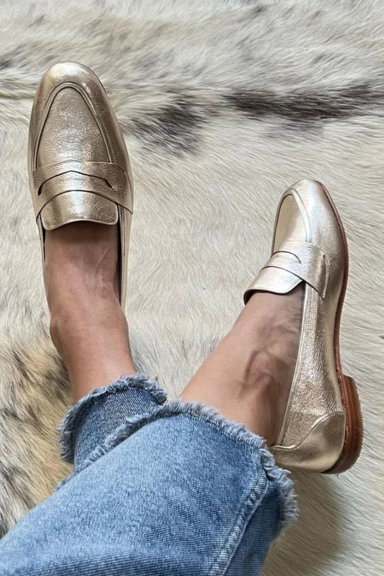 Mocassin doré clair brillant