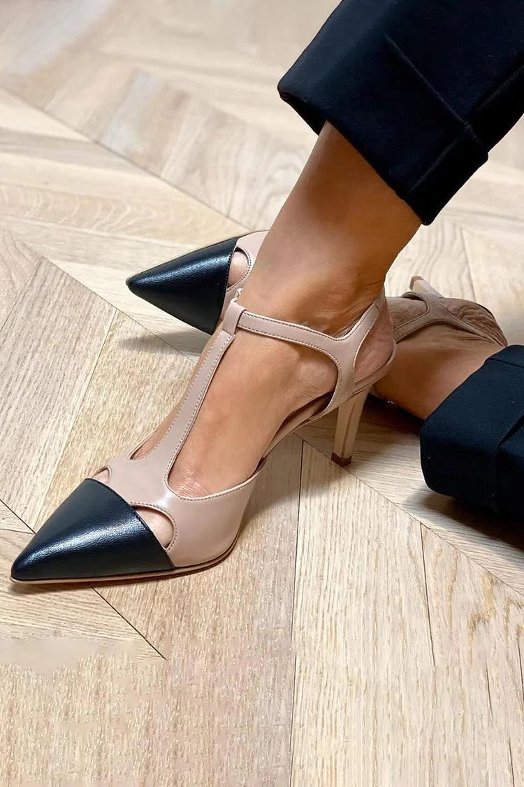 Parisian Chic Two-Tone T-Strap Pump | The Emma Olivia Signature