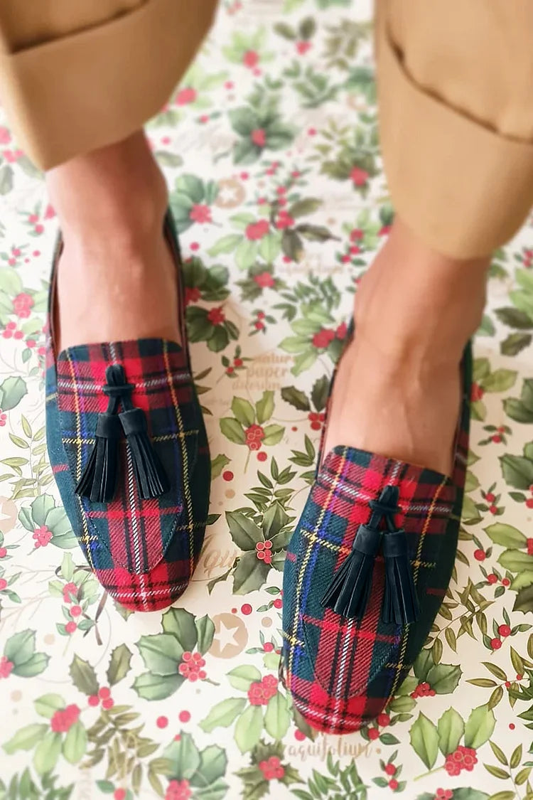 MOCASSIN ÉCOSSAIS CHIC AVEC FRANGES