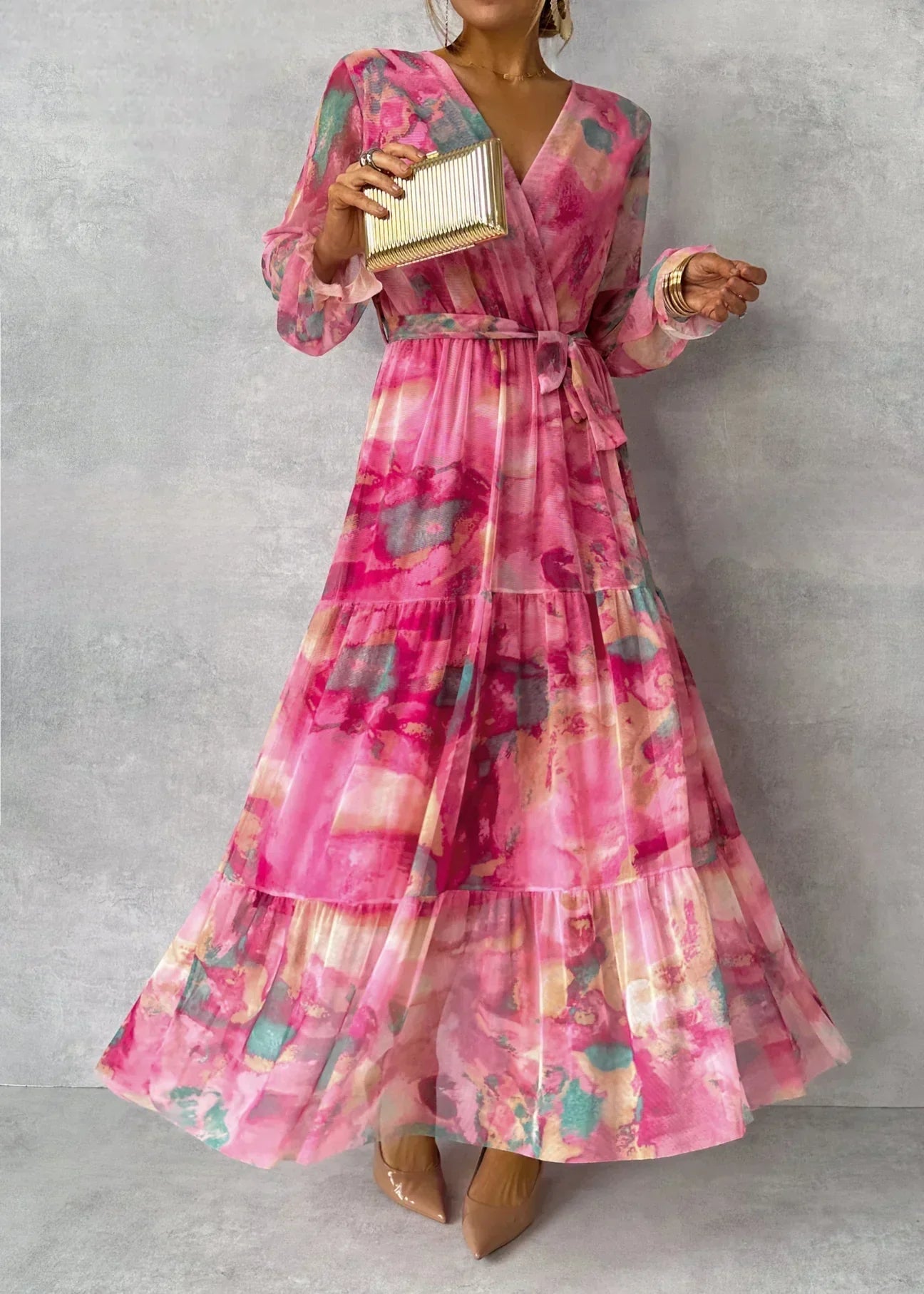 Mollie | Vestido maxi cruzado floral