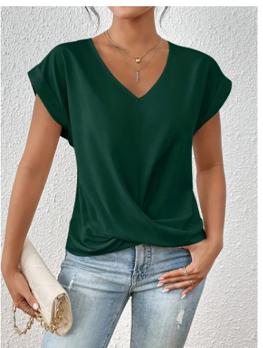 Celest - T-shirt décontracté col en V douillet