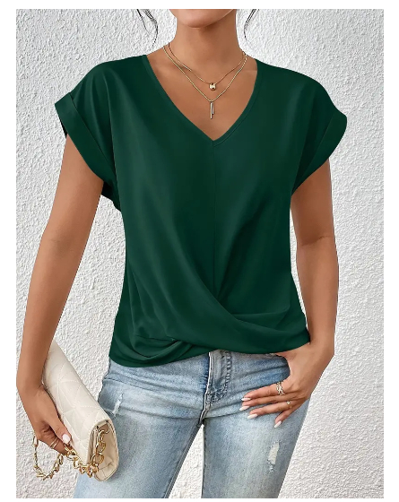 Celest - T-shirt décontracté col en V douillet