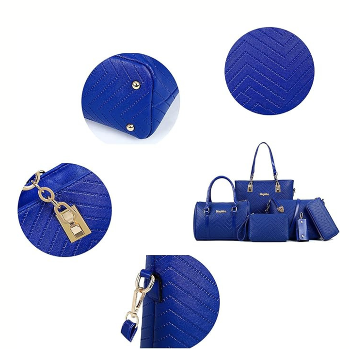 Amanda | Classic 6-Piece PU Leather Tote & Crossbody Bag Set