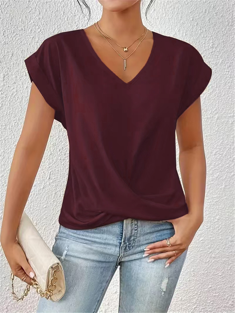 Celest - T-shirt décontracté col en V douillet