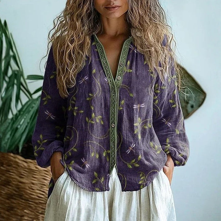 Ambre – Vintage Leaf Print Blouse