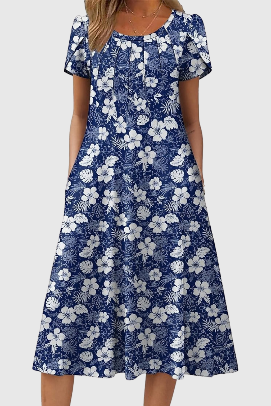 Willow | Graceful Round-Neck Elegance Midi Dress