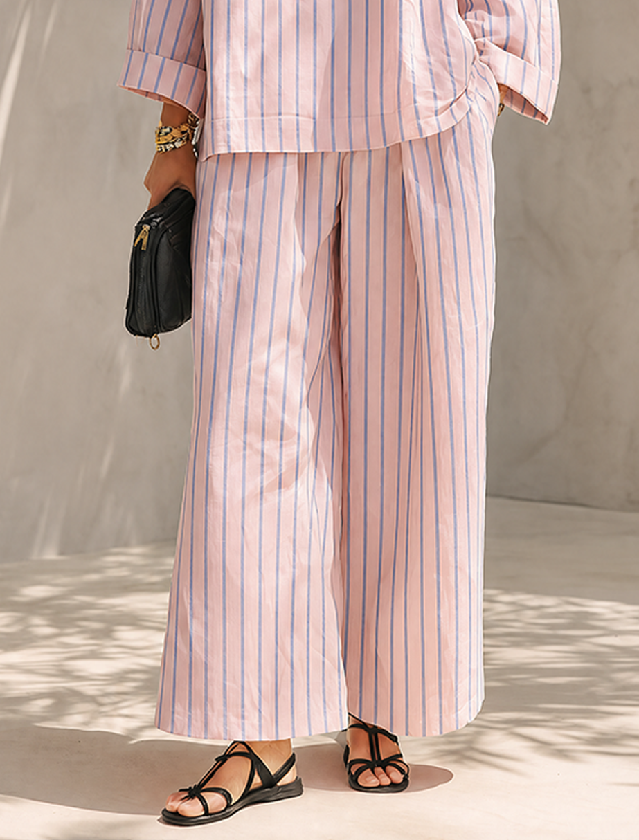 Women's Minimalist Half-Zip Long-Sleeve Top & Wide-Leg Pants Set