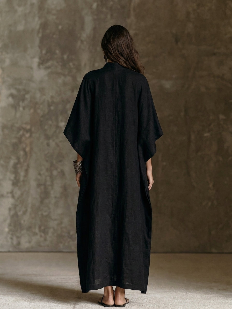 Women's Minimalist Mock-Neck Batwing-Sleeve Maxi Dress