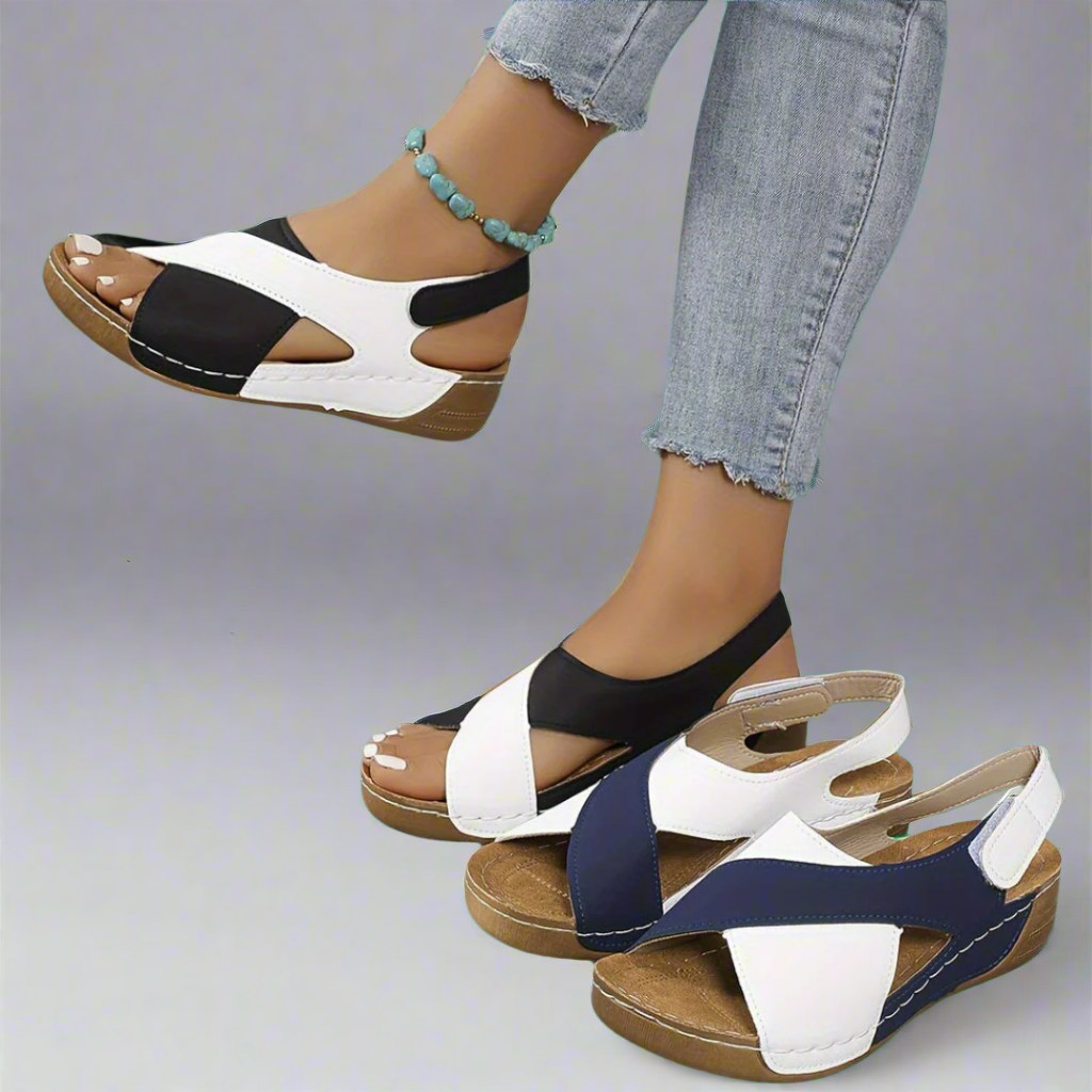 SANDALIAS COLORBLOCK CON TIRA EN EL TALÓN