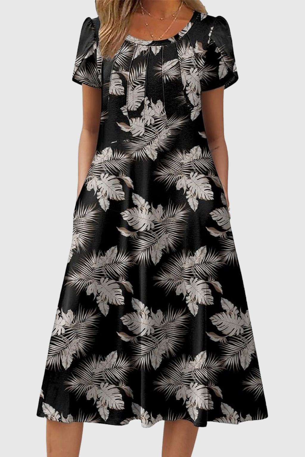 Willow | Graceful Round-Neck Elegance Midi Dress
