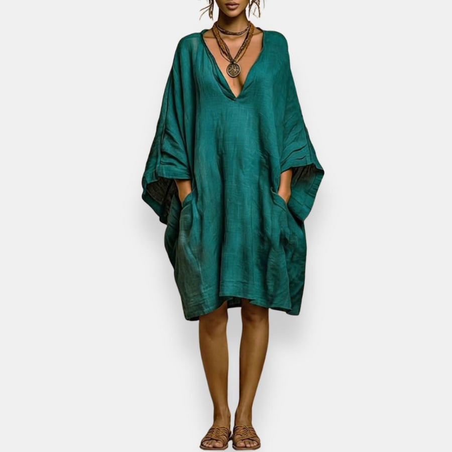 Cleo - Breezy V-Neck Batwing Dress