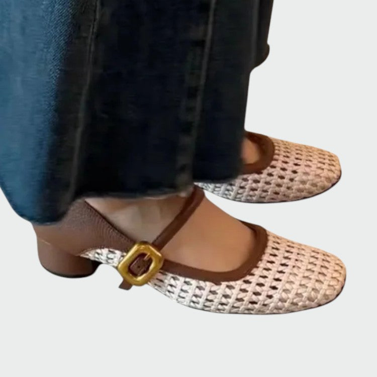 Olivia - Ballerines Tressées à Boucle Mary Jane