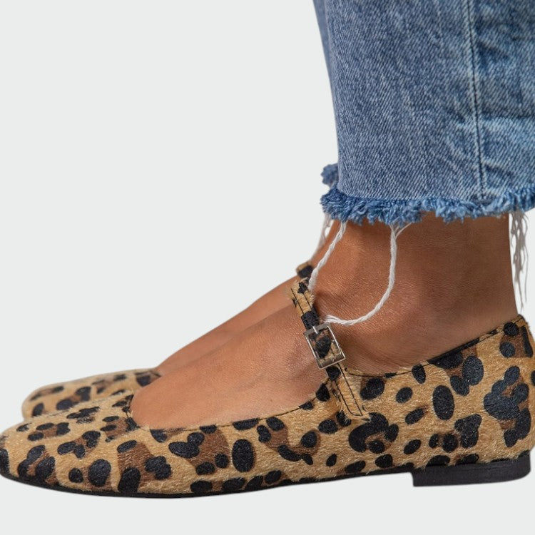 Olivia - Zapatos Mary Jane con estampado de leopardo