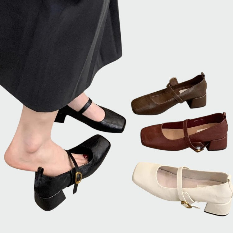 Olivia – Zapatos Mary Jane de punta cuadrada con tacón alto