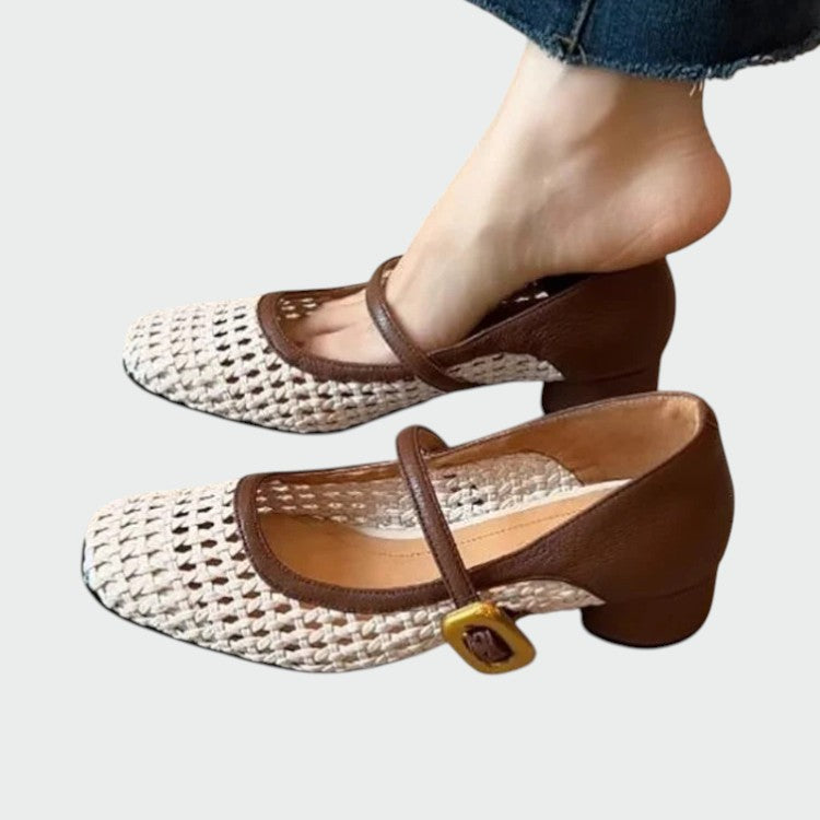 Olivia - Ballerines Tressées à Boucle Mary Jane