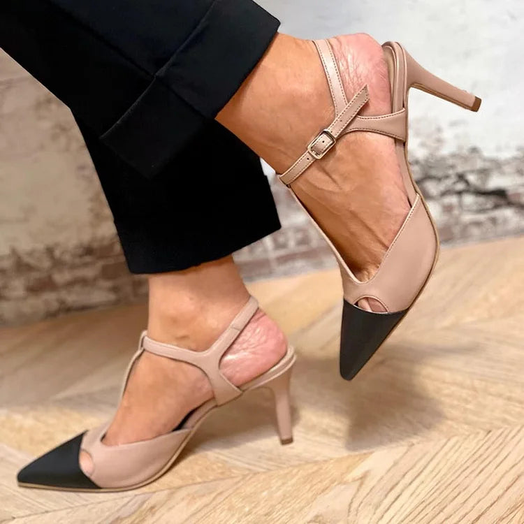 Parisian Chic Two-Tone T-Strap Pump | The Emma Olivia Signature