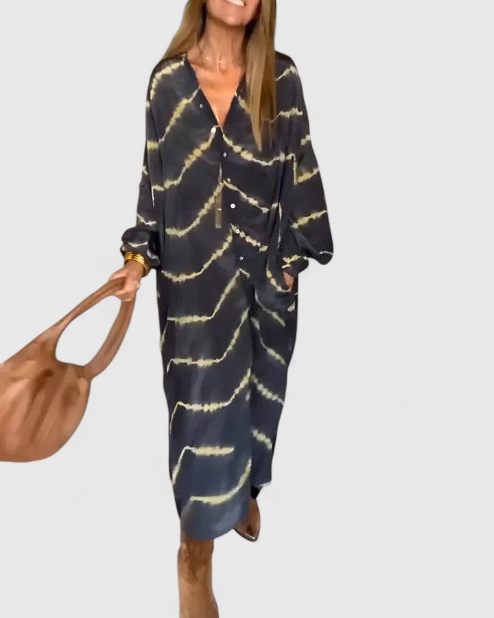 Amelie™ | Elegantní boho proužkované maxi šaty