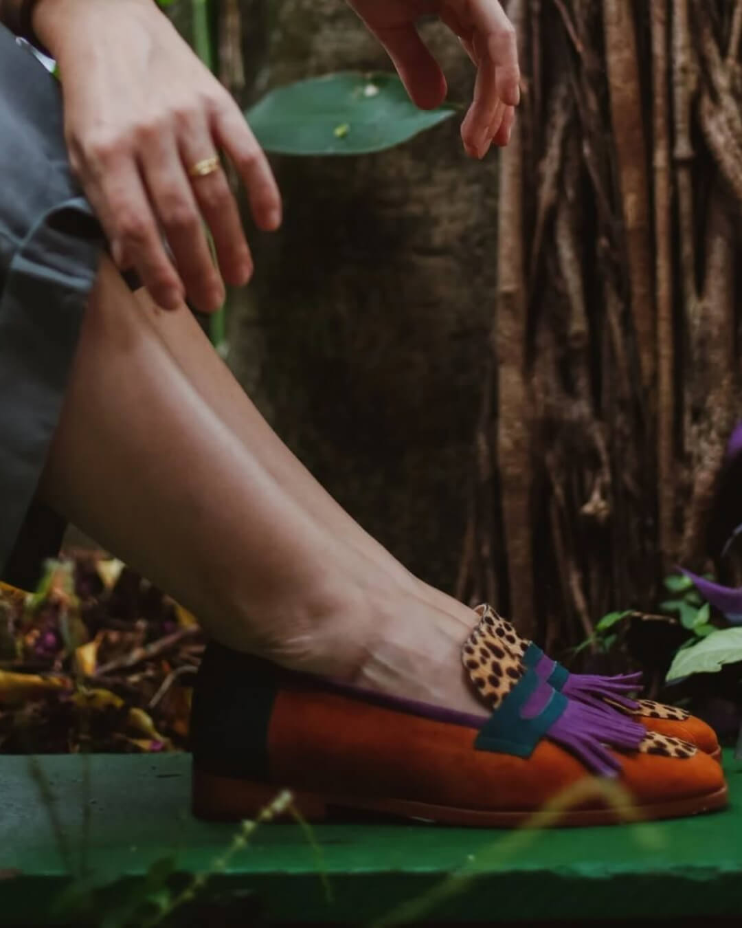 Hallie | Mocassin à franges et imprimé animal