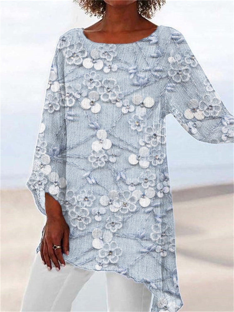 Harper™ - Blusa con estampado de flores y cristales