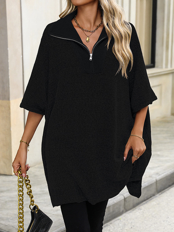 Olivia | Poncho Suéter de Punto con Cuello y Cierre