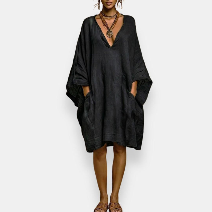 Cleo - Breezy V-Neck Batwing Dress