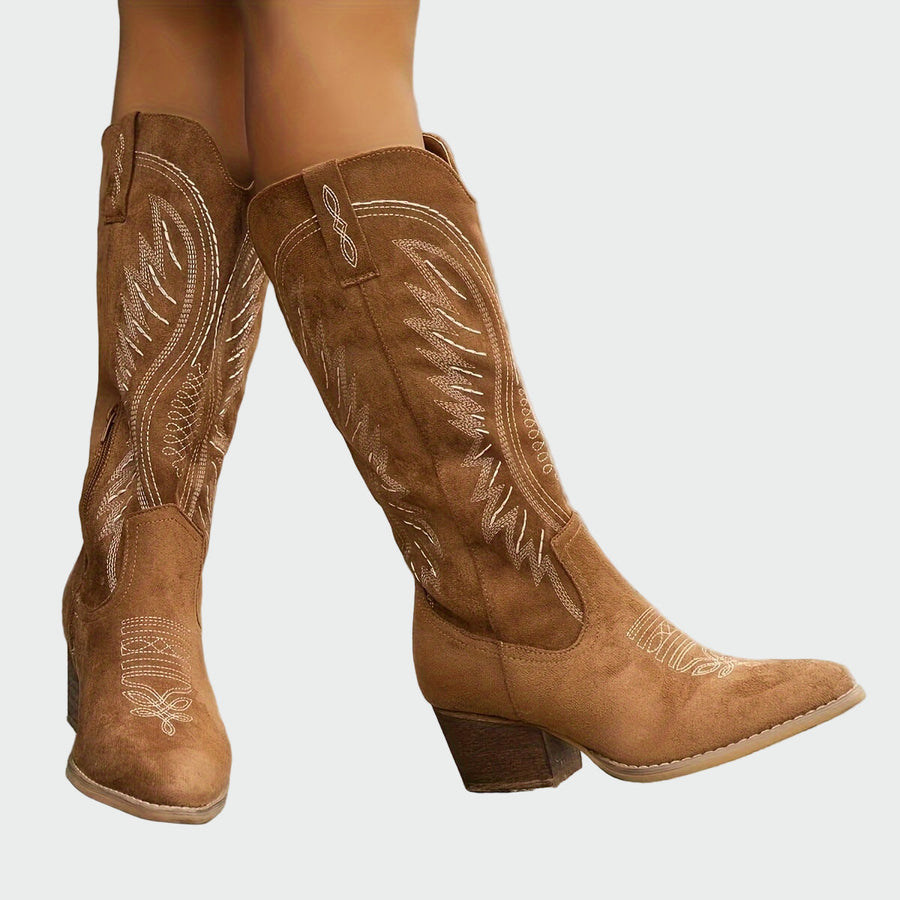 Marie | Fashion Embroidered Western Ankle Boots