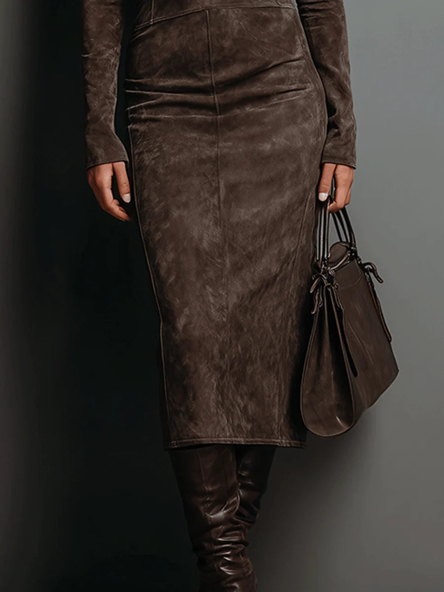 Emma | Robe midi à manches longues
