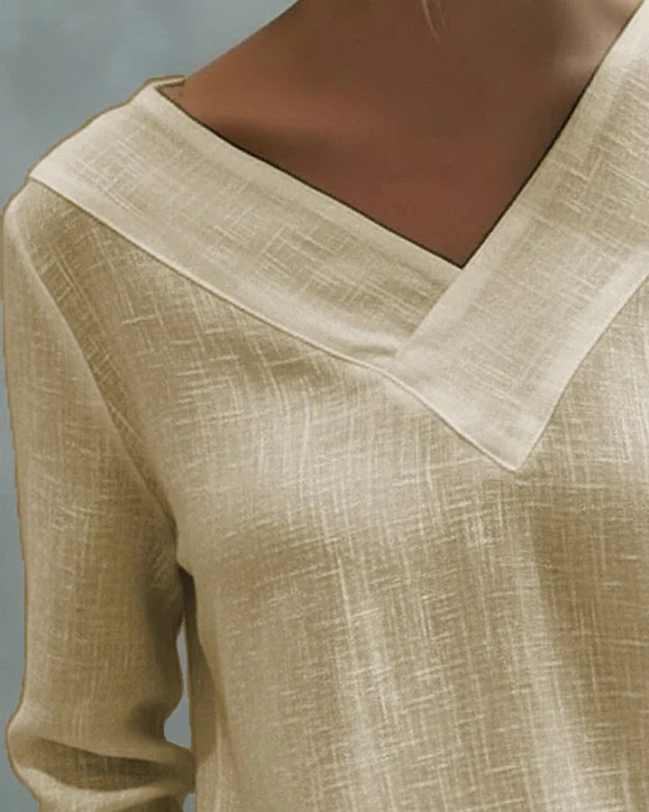 Calira - Soft-Touch V-Neck Off-Shoulder Top