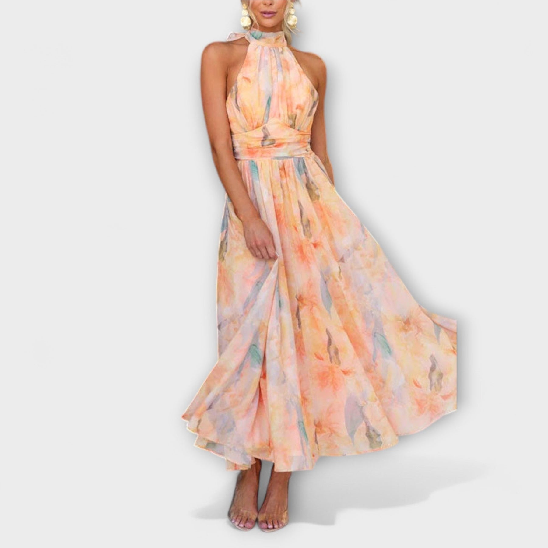 Ofelia | Robe longue imprimée aquarelle