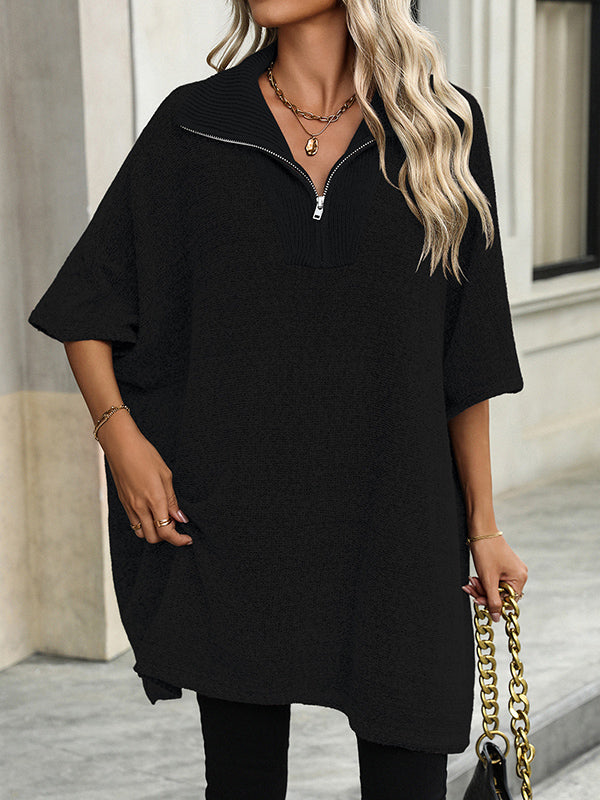 Olivia | Poncho Suéter de Punto con Cuello y Cierre