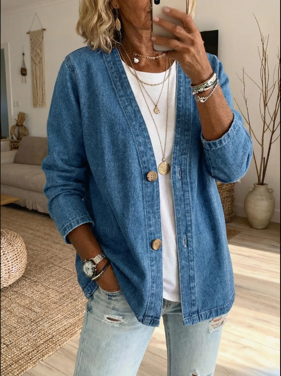 Shiloh - Lightweight Denim Button Cardigan