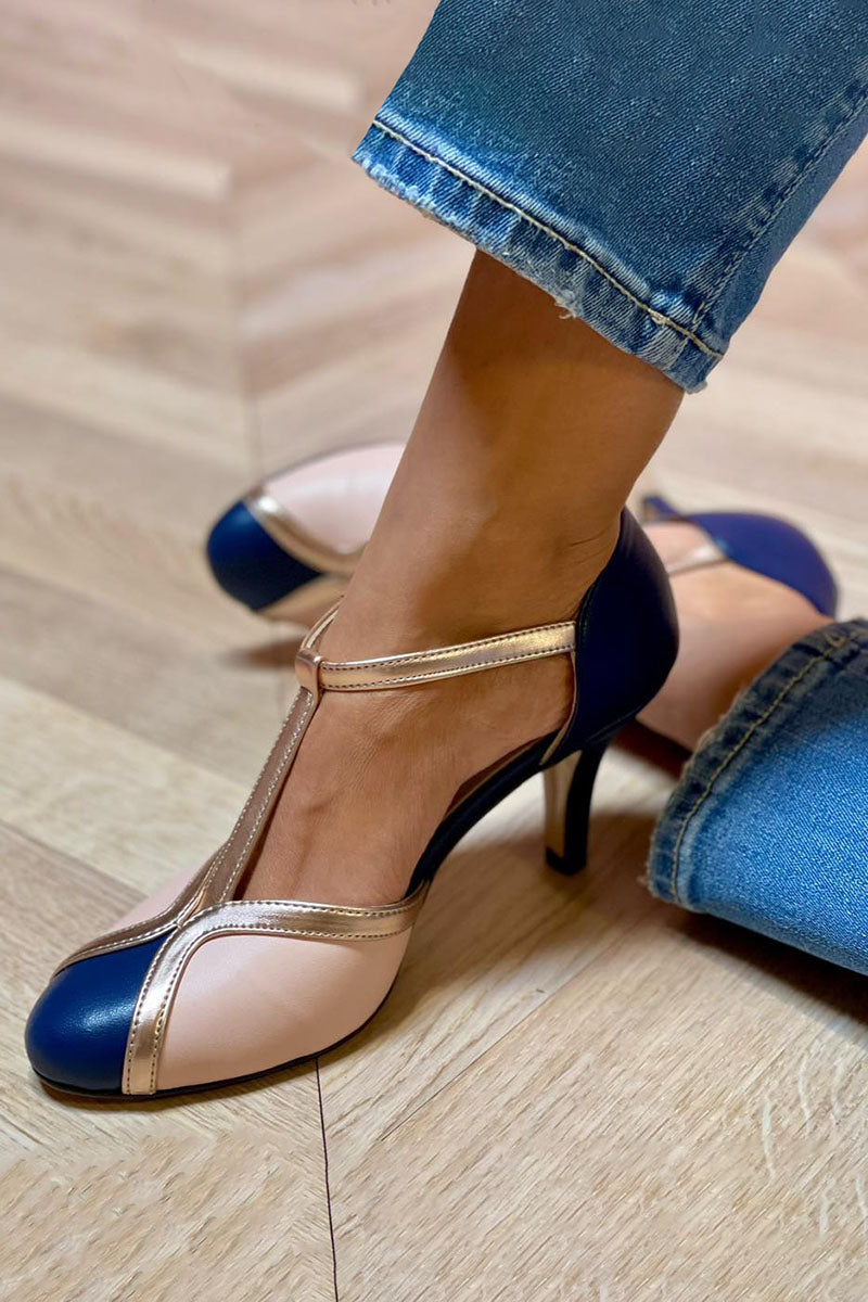 Alessia™ | Colorful and comfortable round toe T-strap pumps
