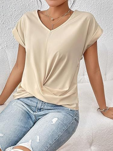 Celest - T-shirt décontracté col en V douillet