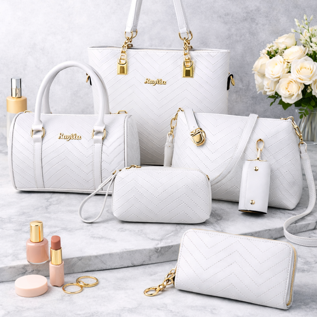 Amanda | Classic 6-Piece PU Leather Tote & Crossbody Bag Set