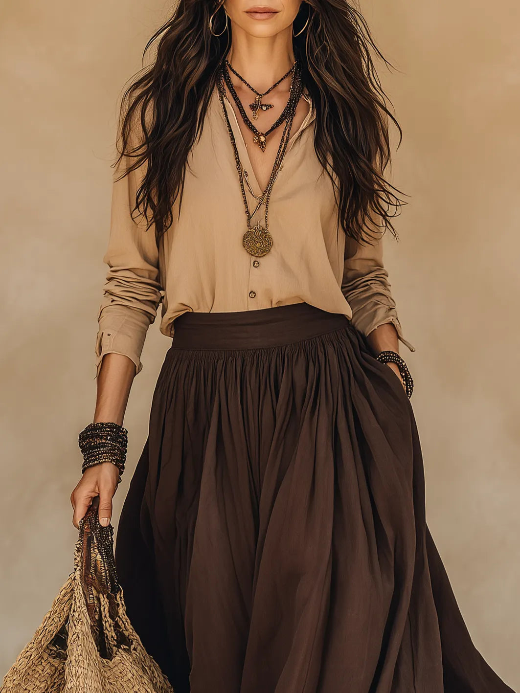 Boho High-Waist Draped Harem Pants