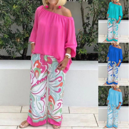 Brinette - Blouse and Wide Leg Trousers Set