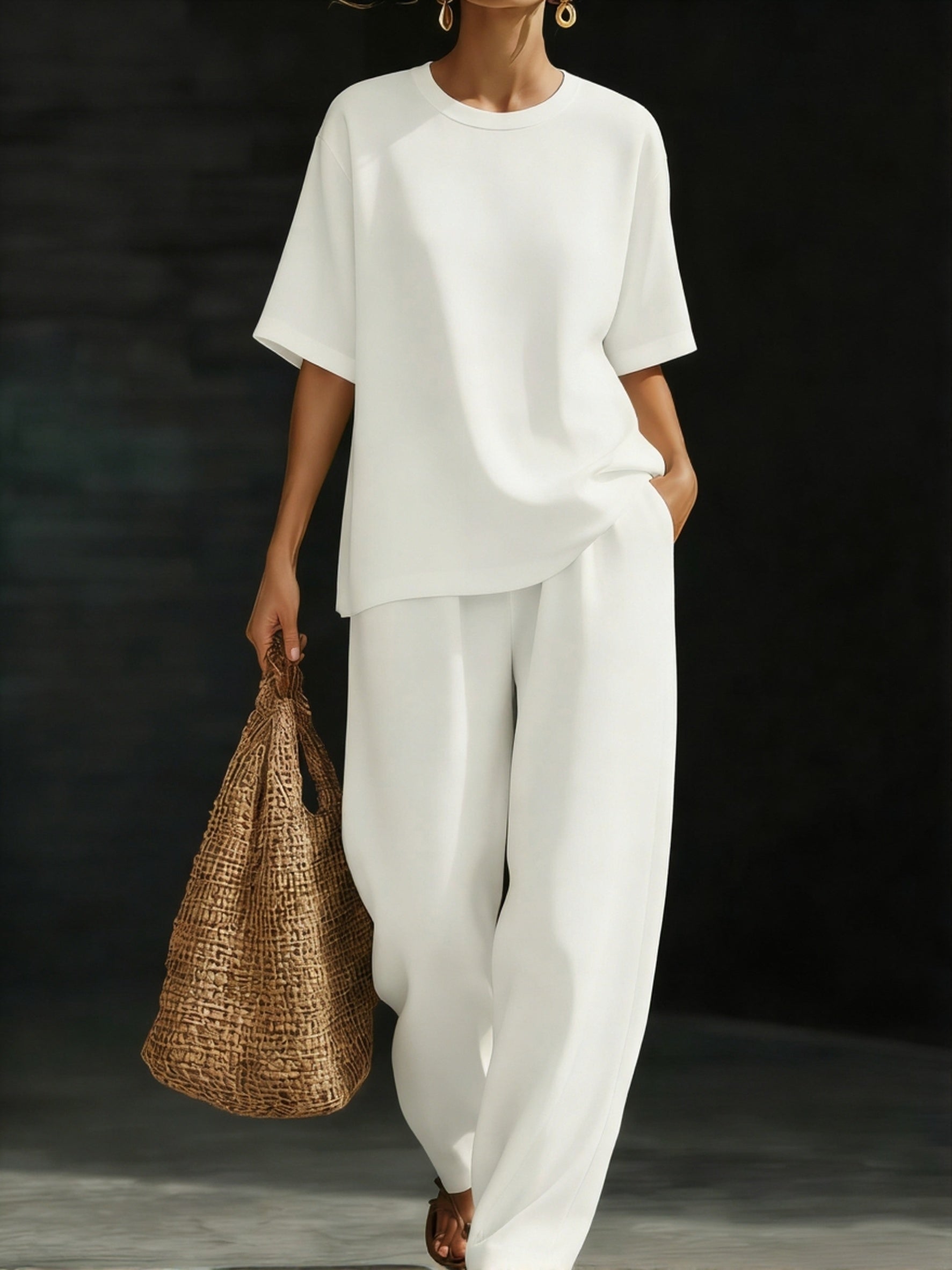 Annika - Relaxed Top and Wide Leg Trousers Set