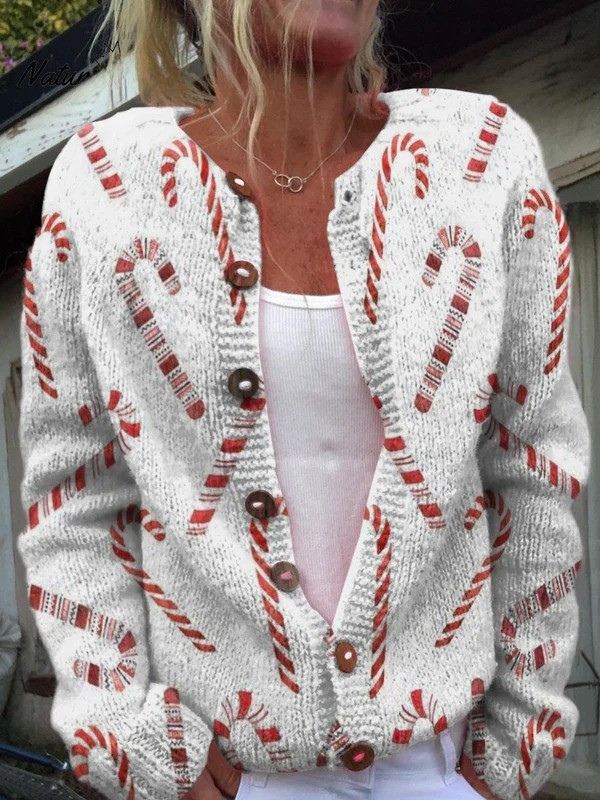 Motif décoratif festif en canne à sucre | Cardigan boutonné