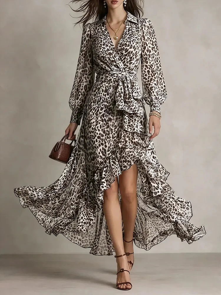 Women's V-neck Leopard Print Dress