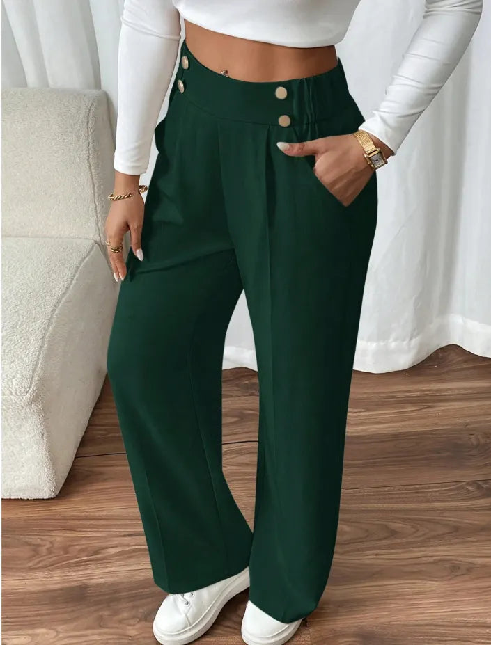Ashlena - Soft-Touch High-Waisted Wide-Leg Trousers