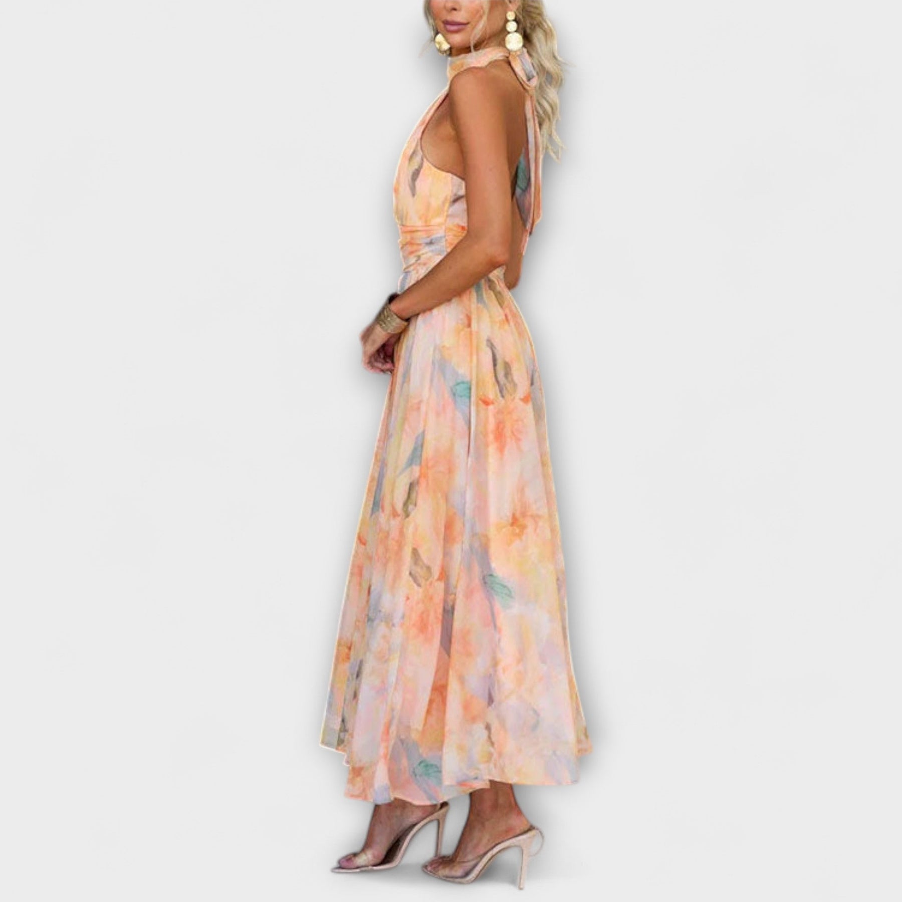 Ofelia | Robe longue imprimée aquarelle