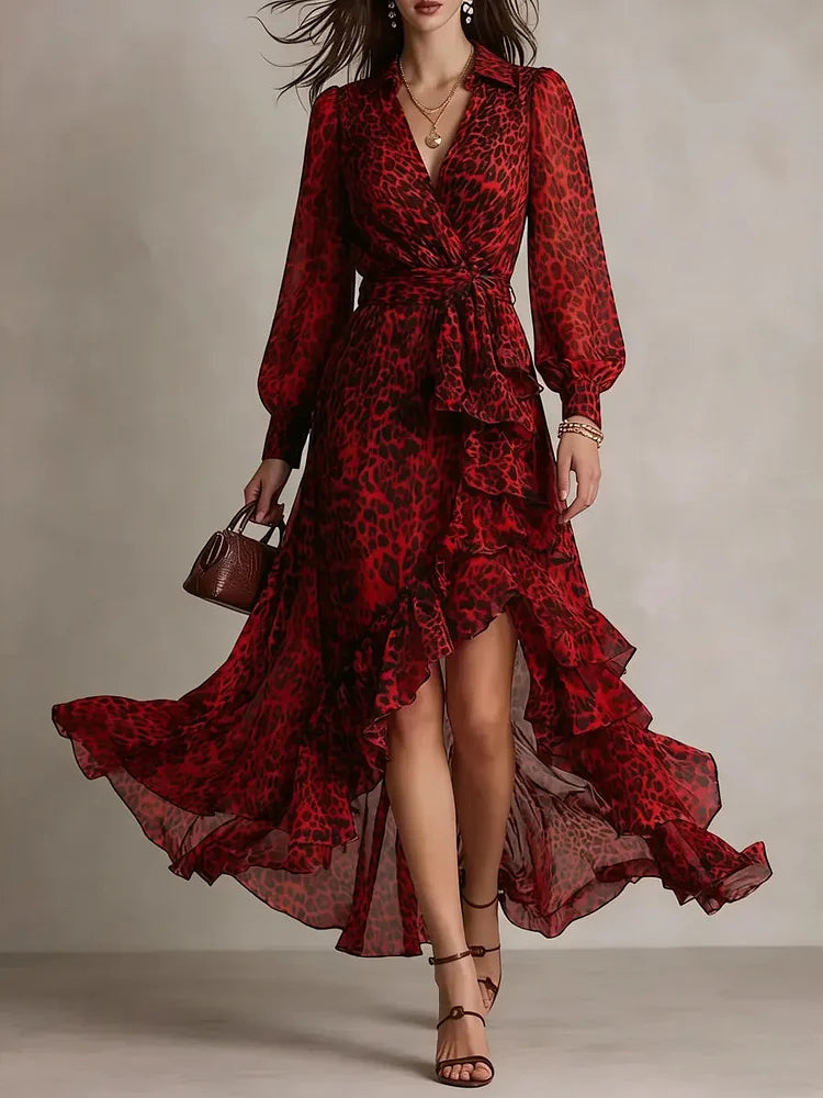 Women's V-neck Leopard Print Dress