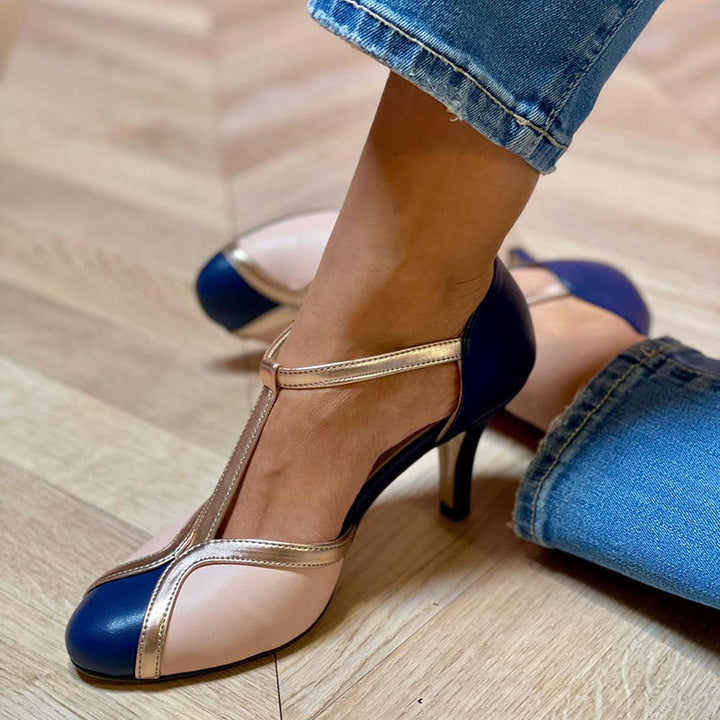 Alessia™ | Colorful and comfortable round toe T-strap pumps