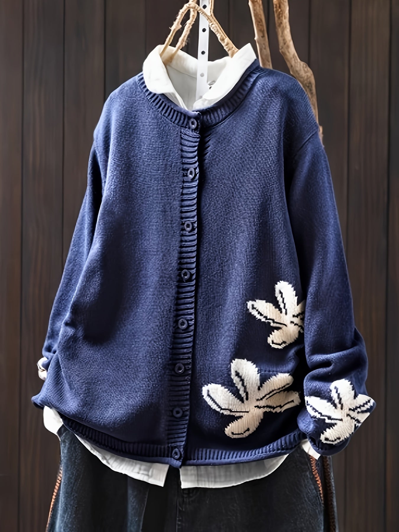 Faye | Floral Accent Knit Cardigan