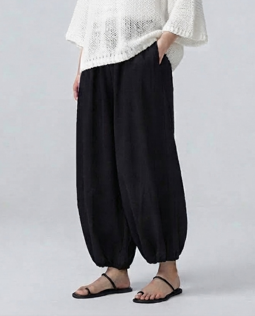 Women's Minimalist Lightweight Cape-sleeved Sweater And Harem Pants Set