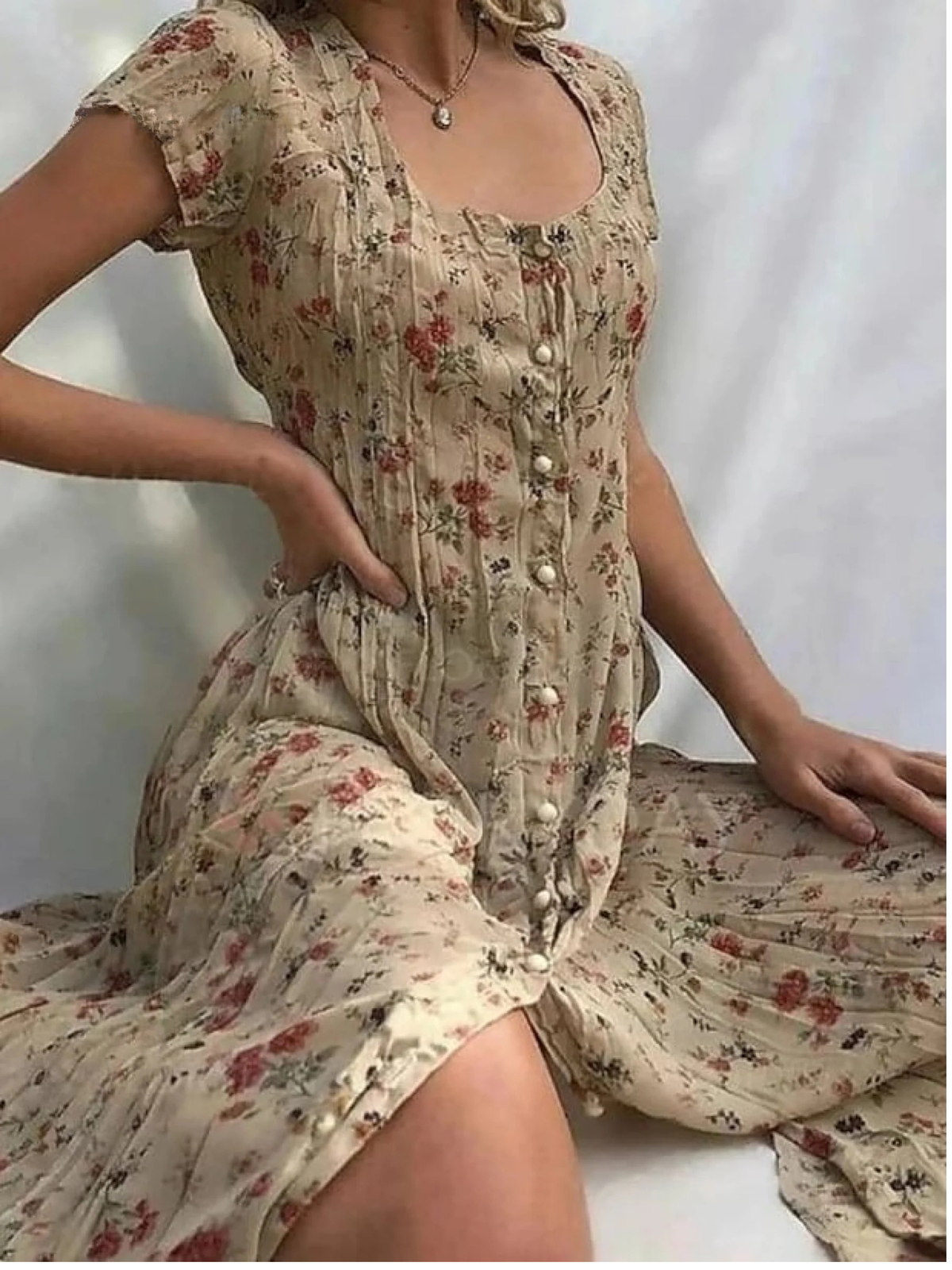 Women's Shift Dress  Short Sleeve Floral Button Front Print Summer