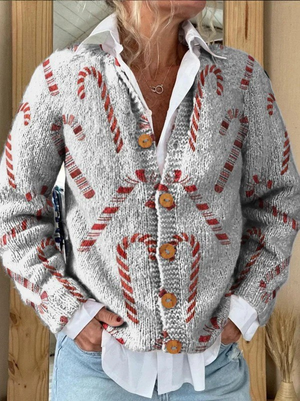 Motif décoratif festif en canne à sucre | Cardigan boutonné