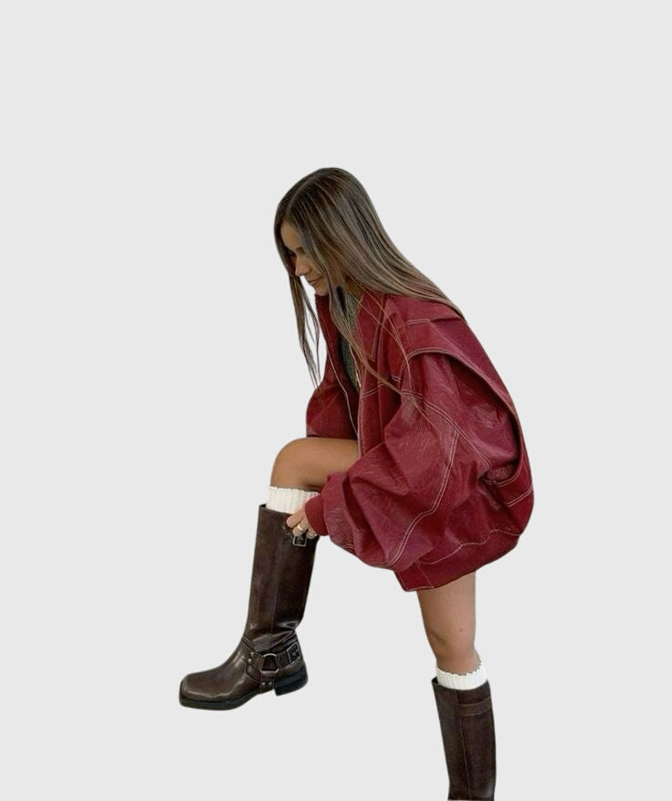 Faye™ – Oversized kožená bunda